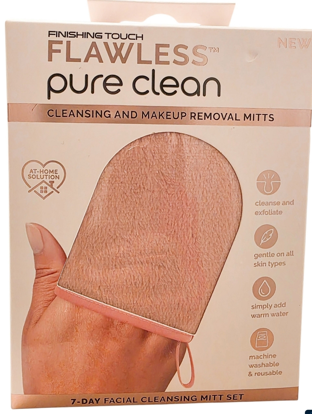 Finishing Touch Flawless Pure Clean Cleansing Mitts - Blush Pink